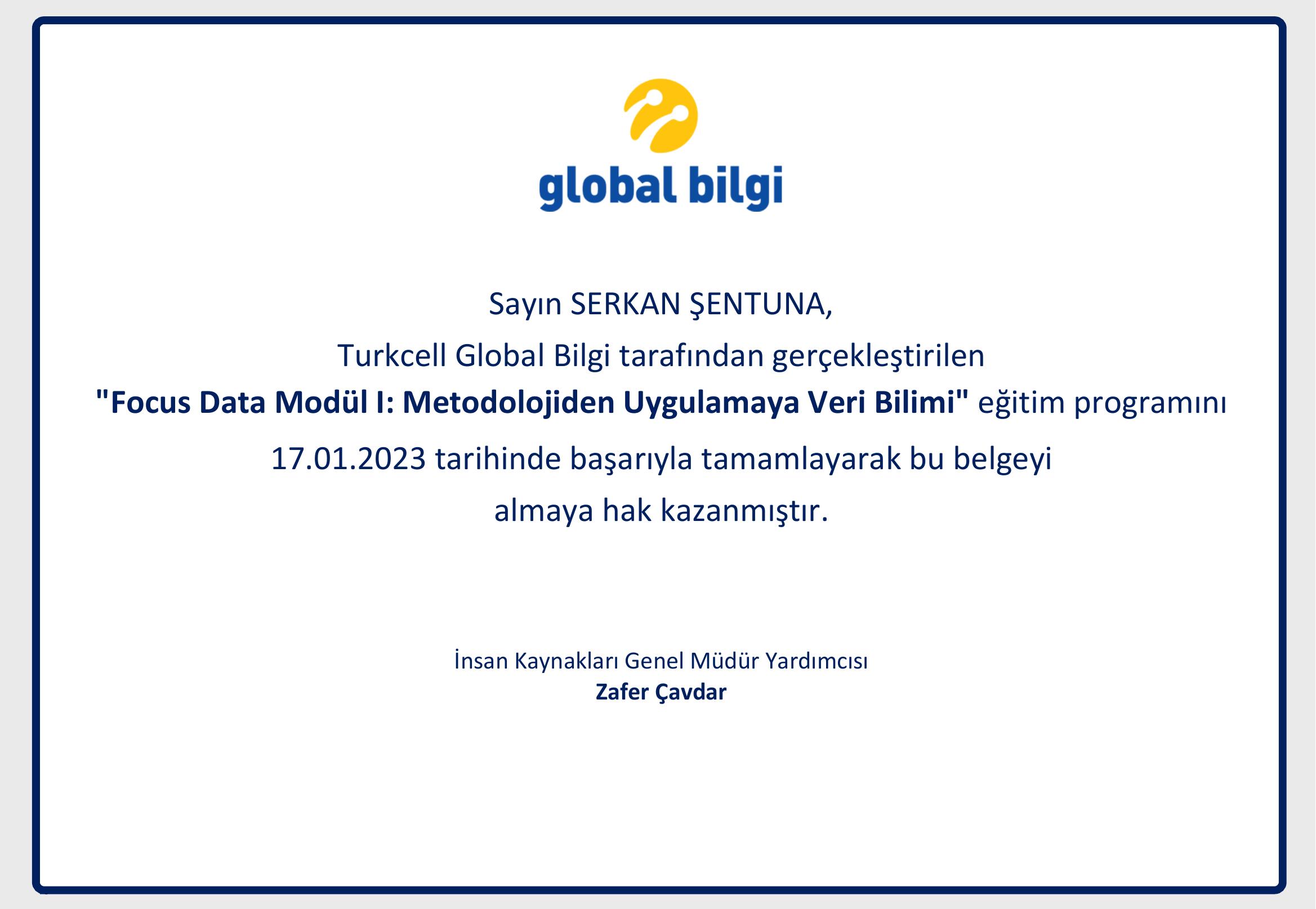 Focus Data Modül I: Metodolojiden Uygulamaya Veri Bilimi